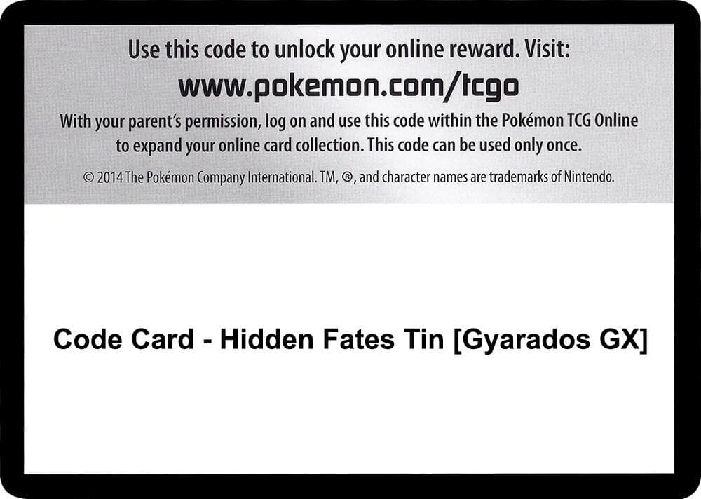 Code Card Hidden Fates Tin Gyarados GX