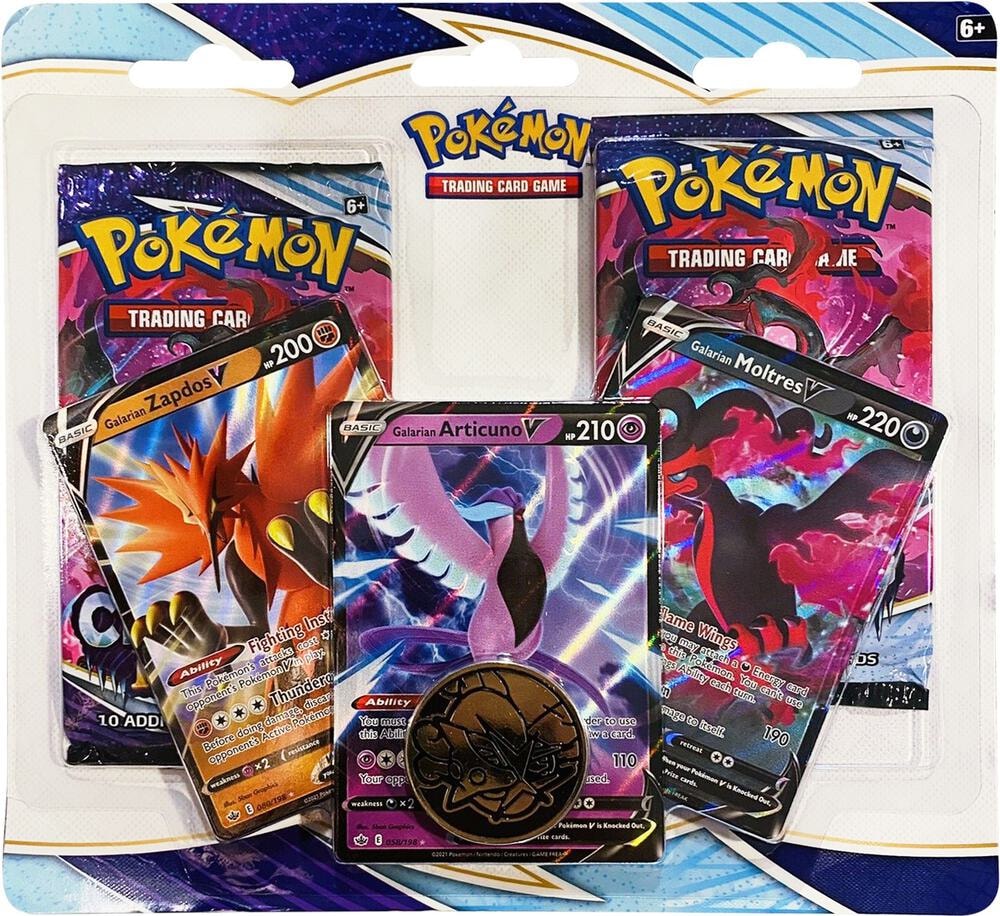 Chilling Reign 2 Pack Blister Galarian Zapdos V Articuno V Moltres V
