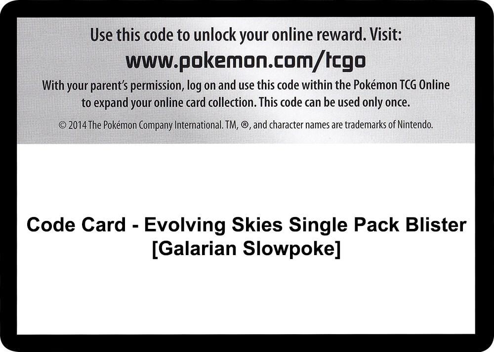 Code Card Evolving Skies Single Pack Blister Galarian Slowpoke