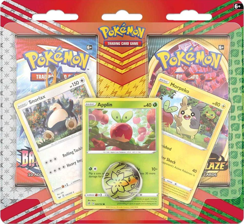 2 Pack Blister Snorlax Morpeko and Applin Cards