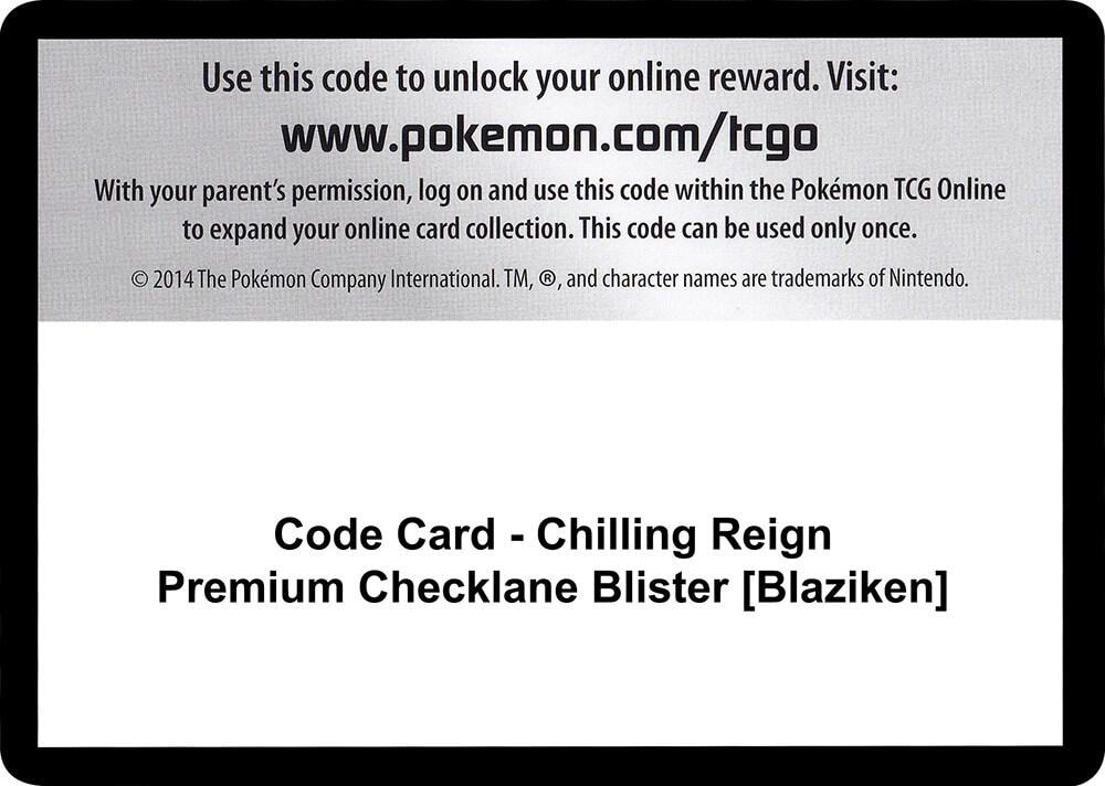 Code Card Chilling Reign Premium Checklane Blister Blaziken