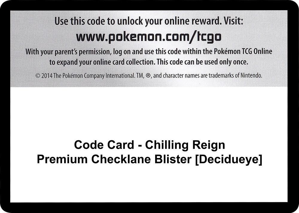 Code Card Chilling Reign Premium Checklane Blister Decidueye