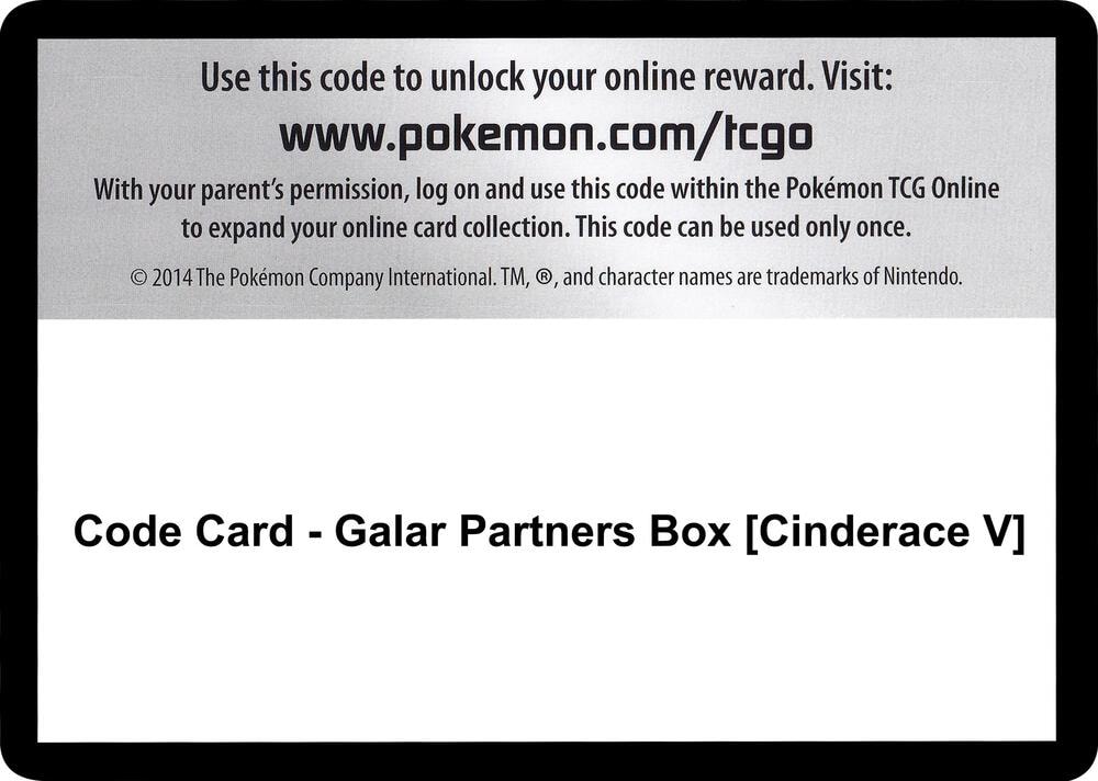 Code Card Galar Partners Box Cinderace V