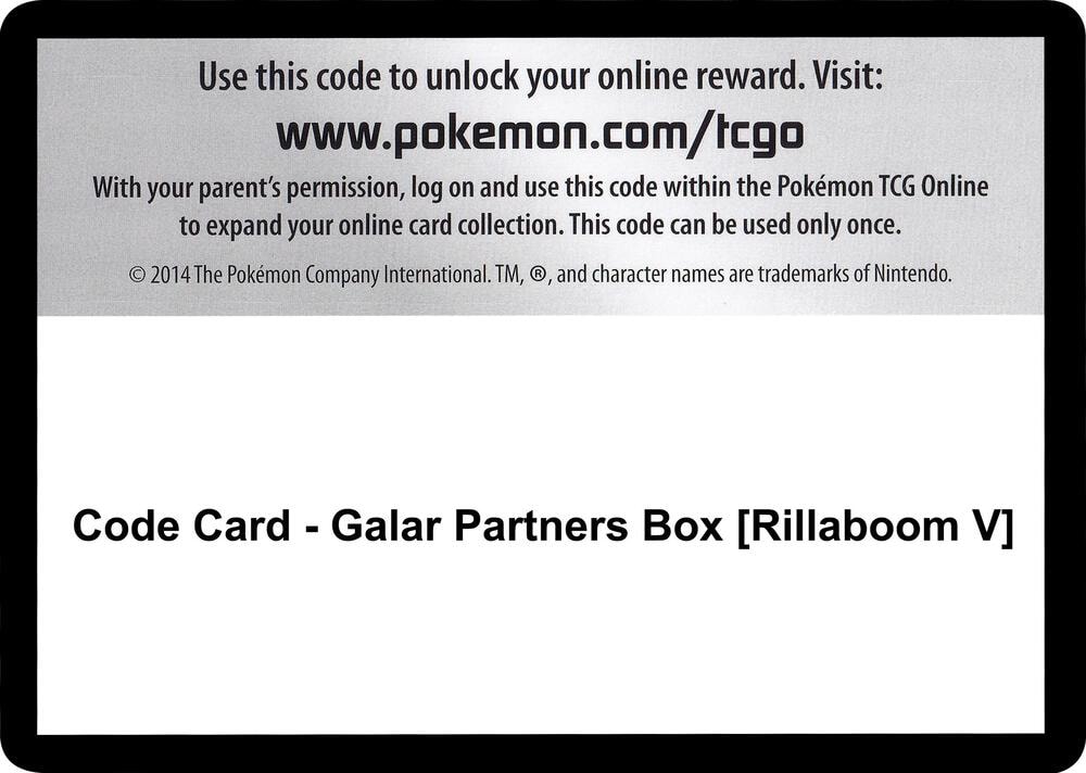 Code Card Galar Partners Box Rillaboom V