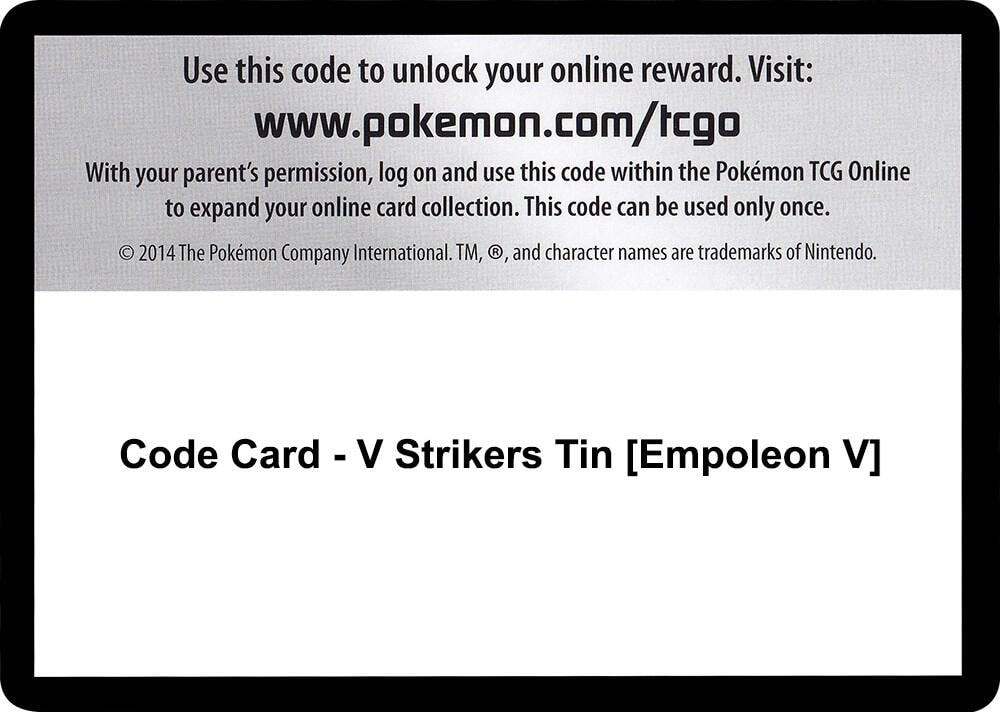 Code Card V Strikers Tin Empoleon V