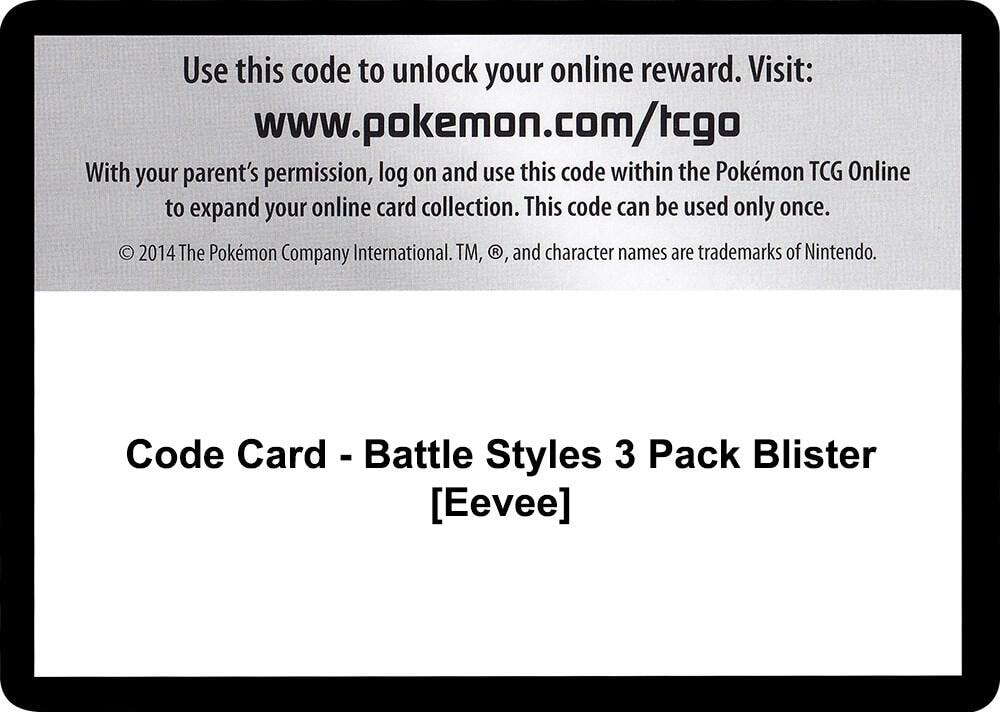 Code Card Battle Styles 3 Pack Blister Eevee
