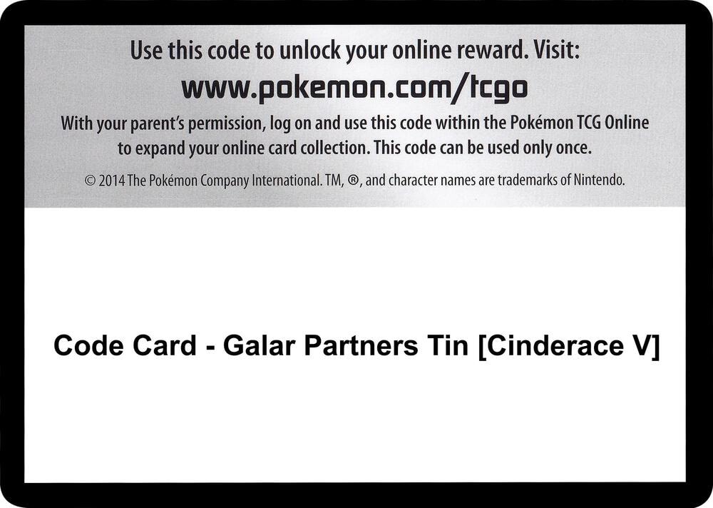 Code Card Galar Partners Tin Cinderace V