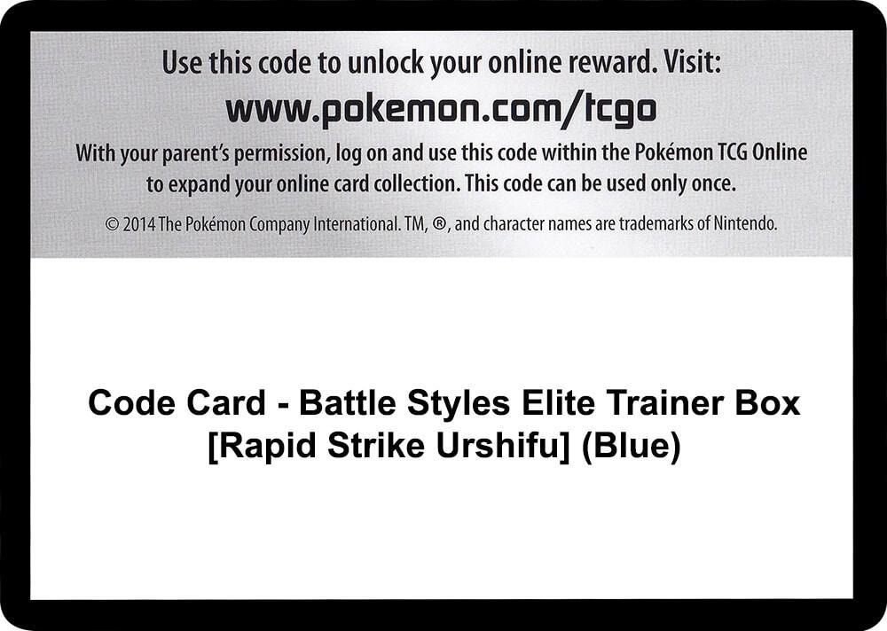 Code Card Battle Styles Elite Trainer Box Rapid Strike Urshifu Blue