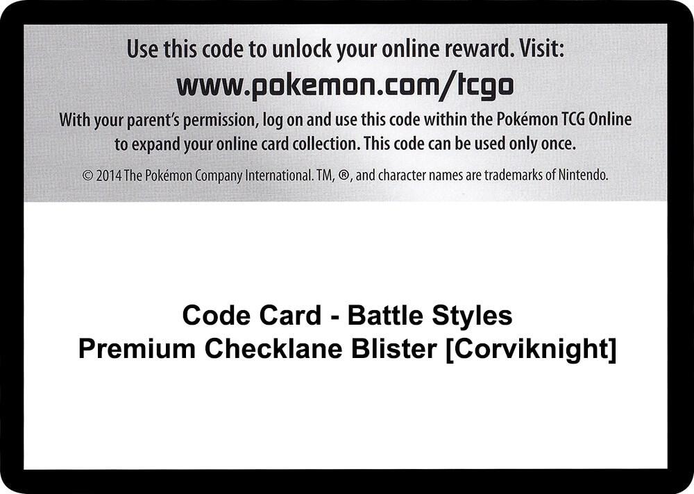 Code Card Battle Styles Premium Checklane Blister Corviknight
