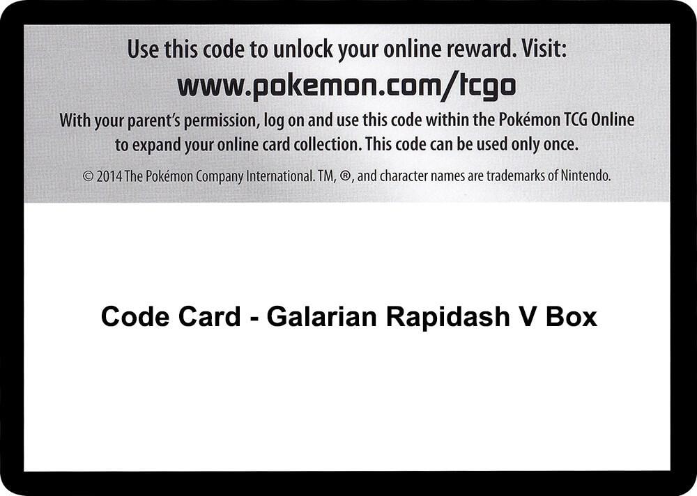 Code Card Galarian Rapidash V Box