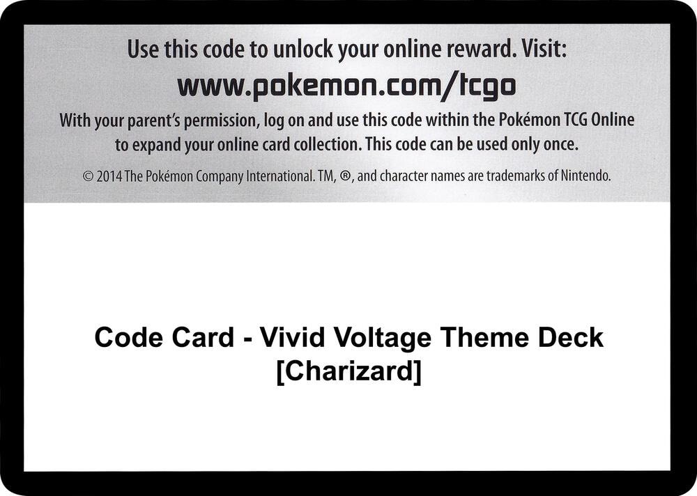 Code Card Vivid Voltage Theme Deck Charizard