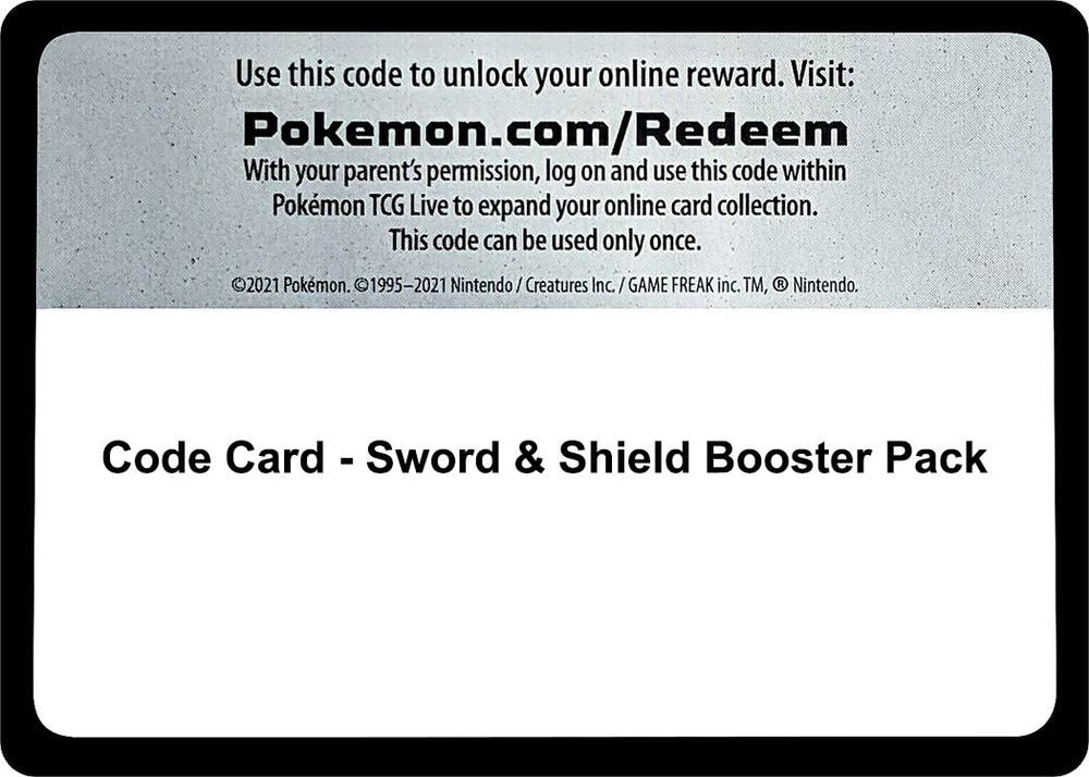 Code Card Sword and Shield Booster Pack