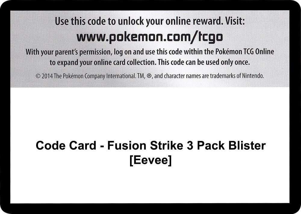Code Card Fusion Strike 3 Pack Blister Eevee