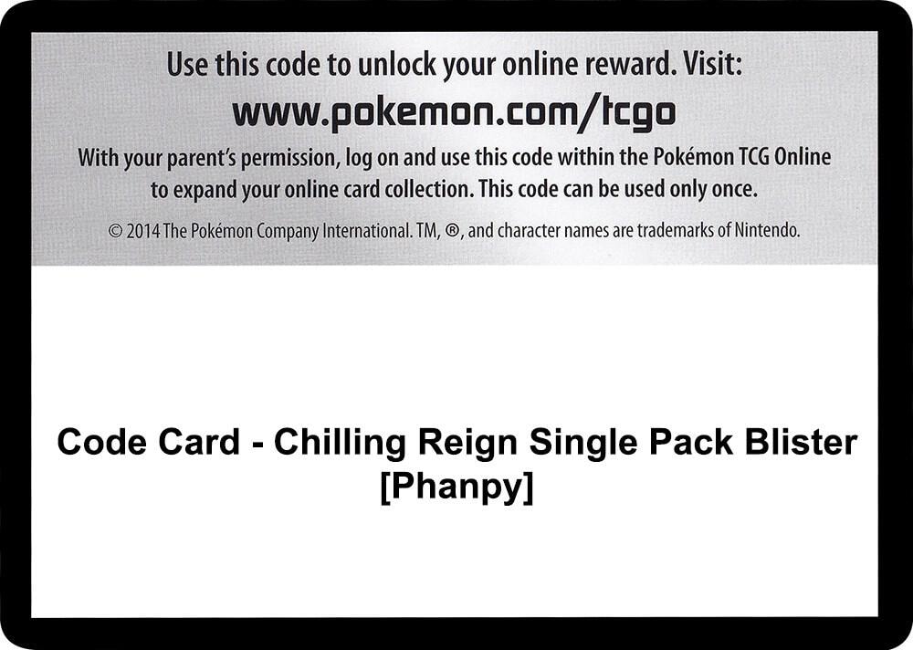 Code Card Chilling Reign Single Pack Blister Phanpy