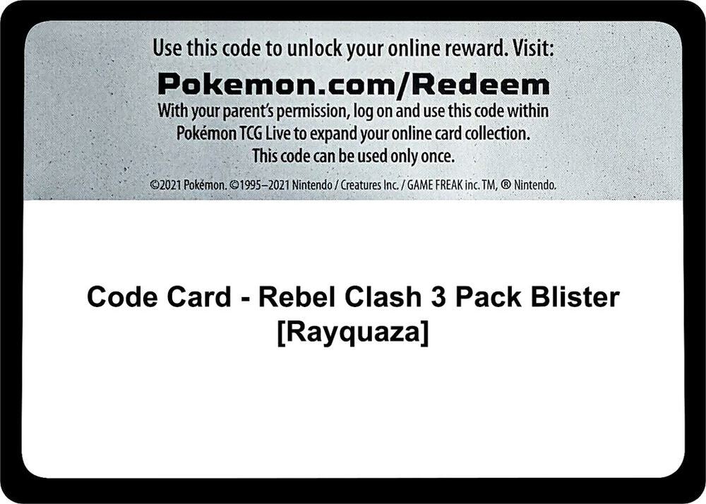 Code Card Rebel Clash 3 Pack Blister Rayquaza
