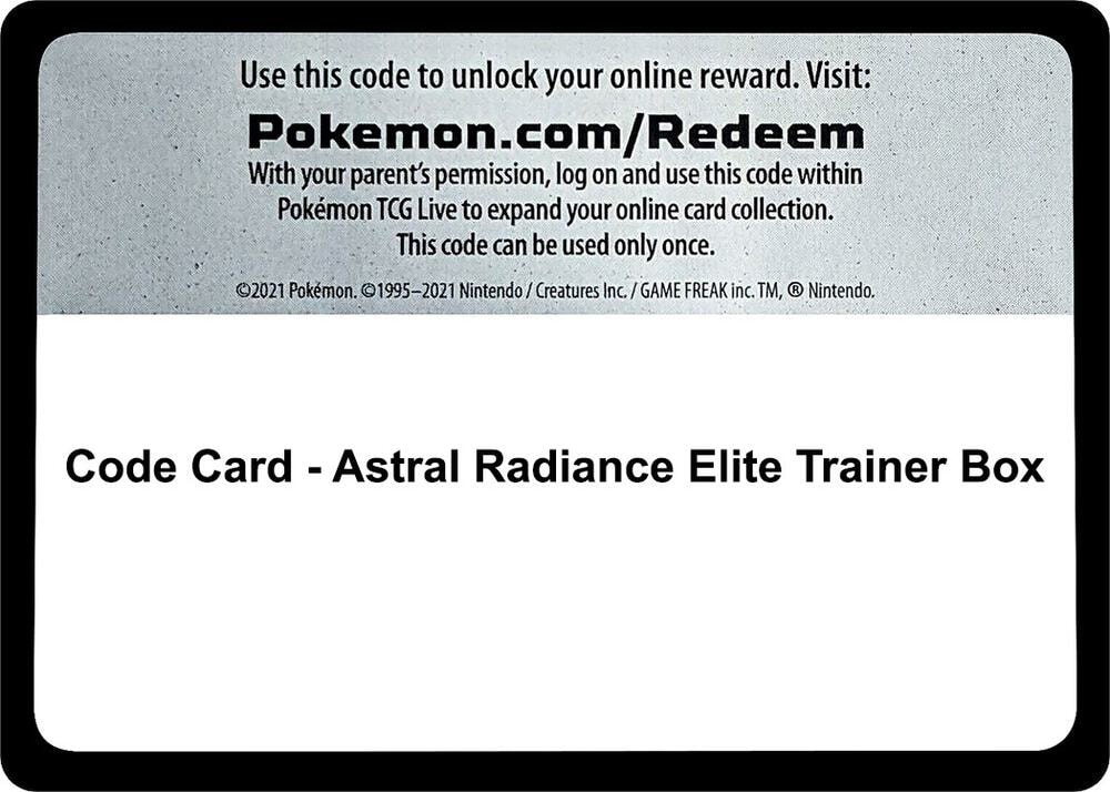 Code Card Astral Radiance Elite Trainer Box