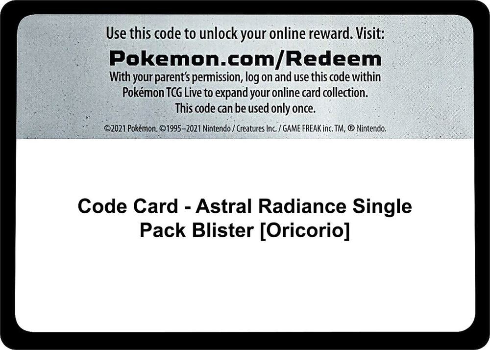 Code Card SWSH10 Astral Radiance Single Pack Blister Oricorio