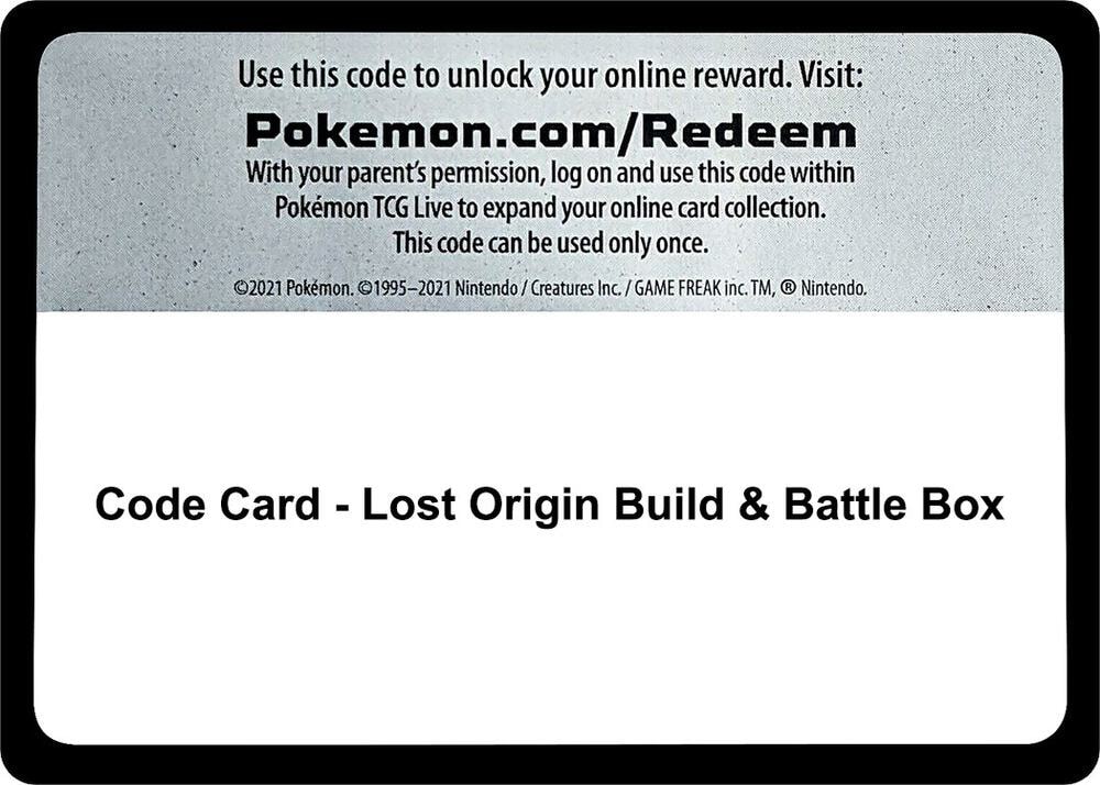 Code Card Lost Origin Build and Battle Box