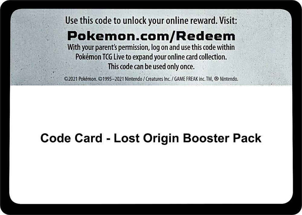 Code Card Lost Origin Booster Pack