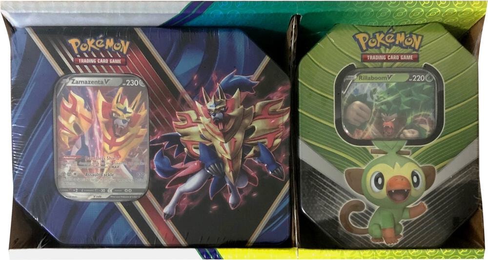 Legends of Galar Tin plus Galar Partners Tin 2 pack Zamazenta V Rillaboom V Retail Exclusive