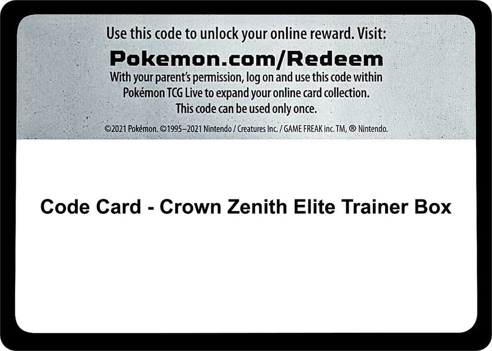 Code Card Crown Zenith Elite Trainer Box
