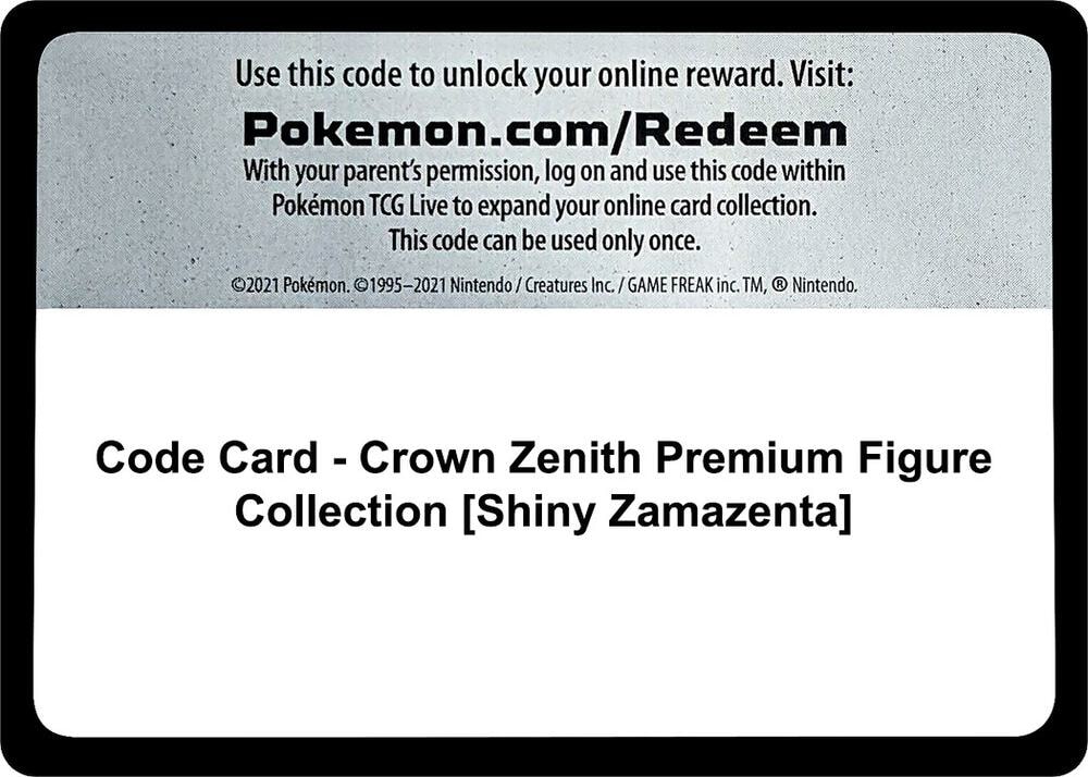 Code Card Crown Zenith Premium Figure Collection Shiny Zamazenta