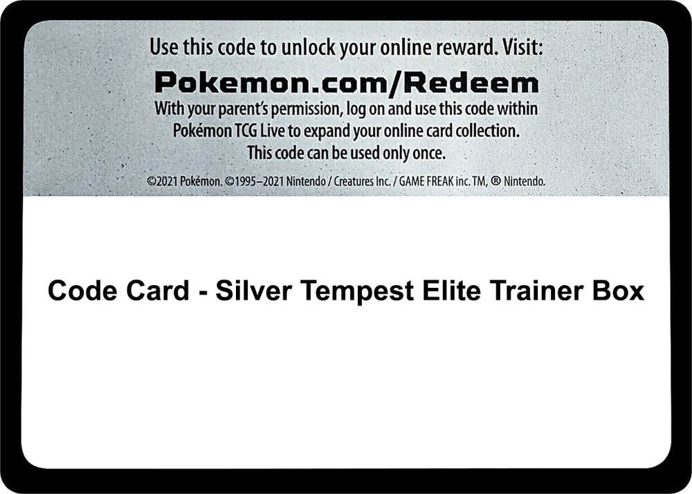 Code Card Silver Tempest Elite Trainer Box