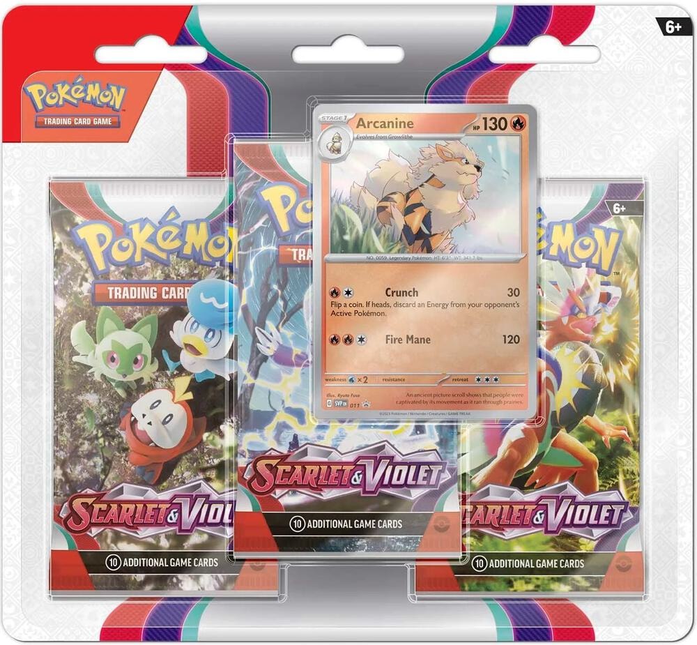 Scarlet and Violet 3 Pack Blister Arcanine