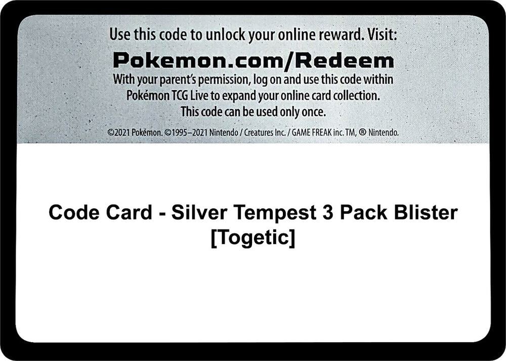Code Card Silver Tempest 3 Pack Blister Togetic