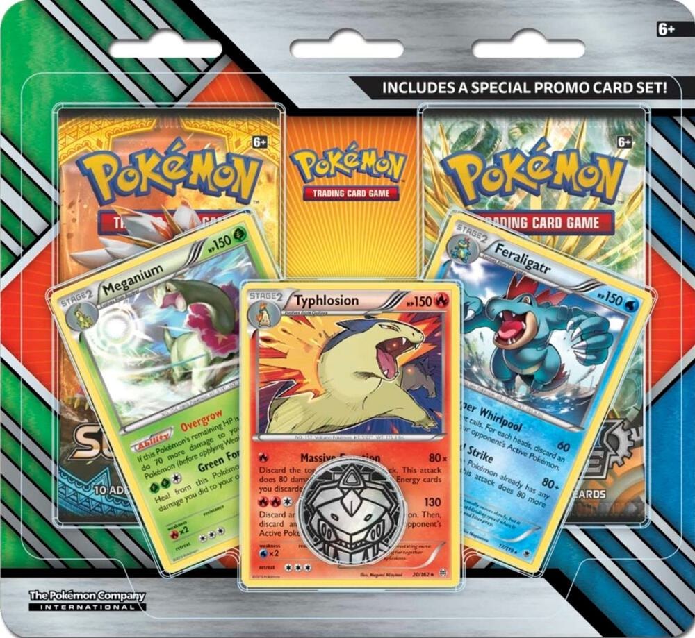 2 Pack Blister Pack Meganium Typhlosion and Feraligatr