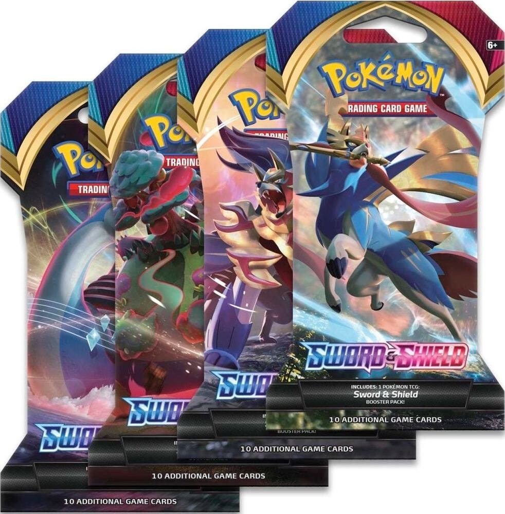 Sword And Shield Base Set Sleeved Booster Pack Art Bundle Set of 4