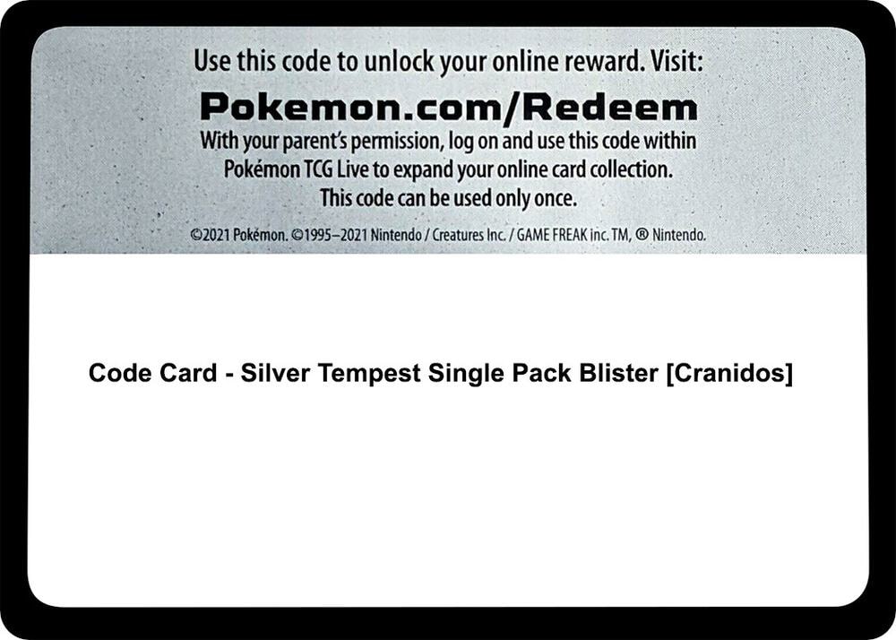 Code Card Silver Tempest Single Pack Blister Cranidos