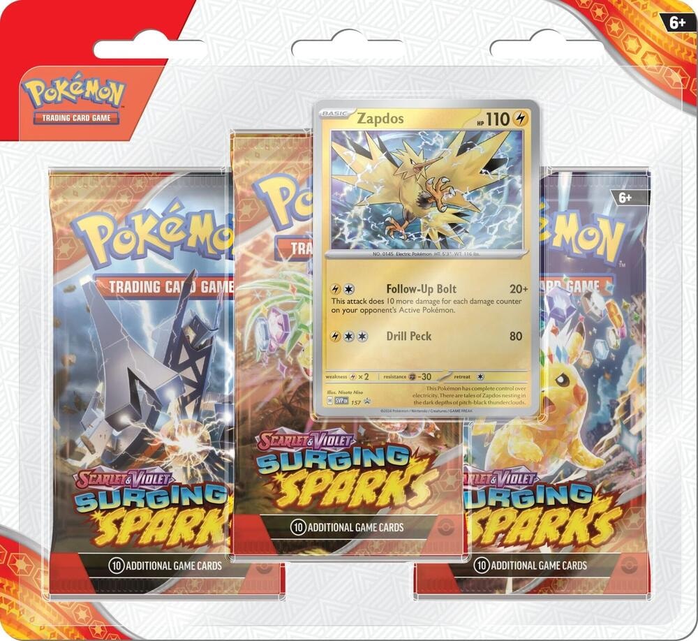 Surging Sparks 3 Pack Blisters Zapdos