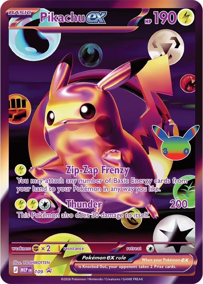 Pikachu ex 109 30th Celebration