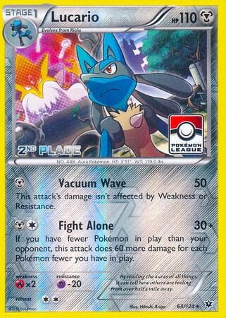 Lucario 63 124 Pokemon League 2nd Place
