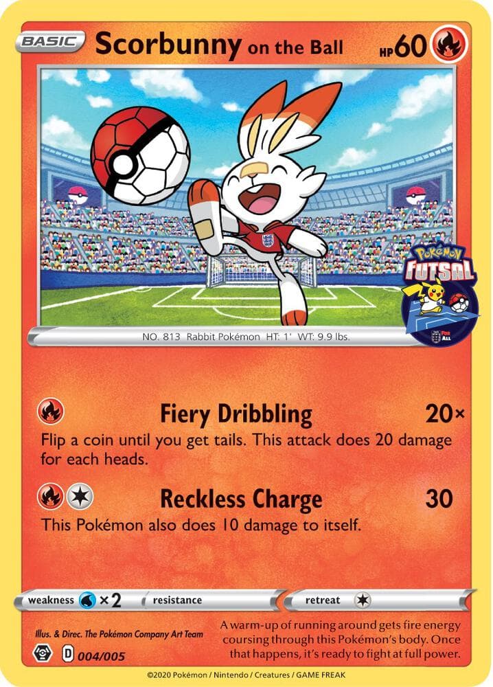 Scorbunny on the Ball 004 005 Pokemon Futsal