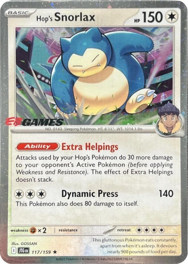 Hops Snorlax 117 159 EB Games Cosmos Holo